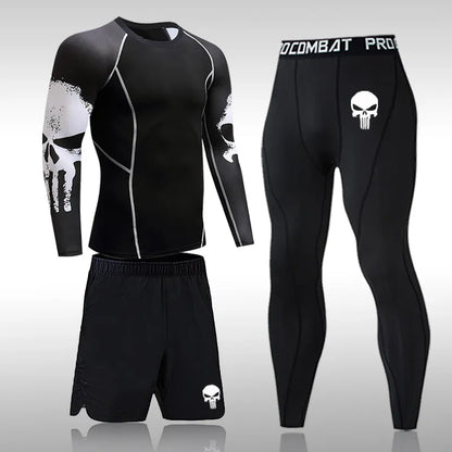 Men's Compression Gym Tights Training Clothes, Jogging Sports Set Tracksuit.