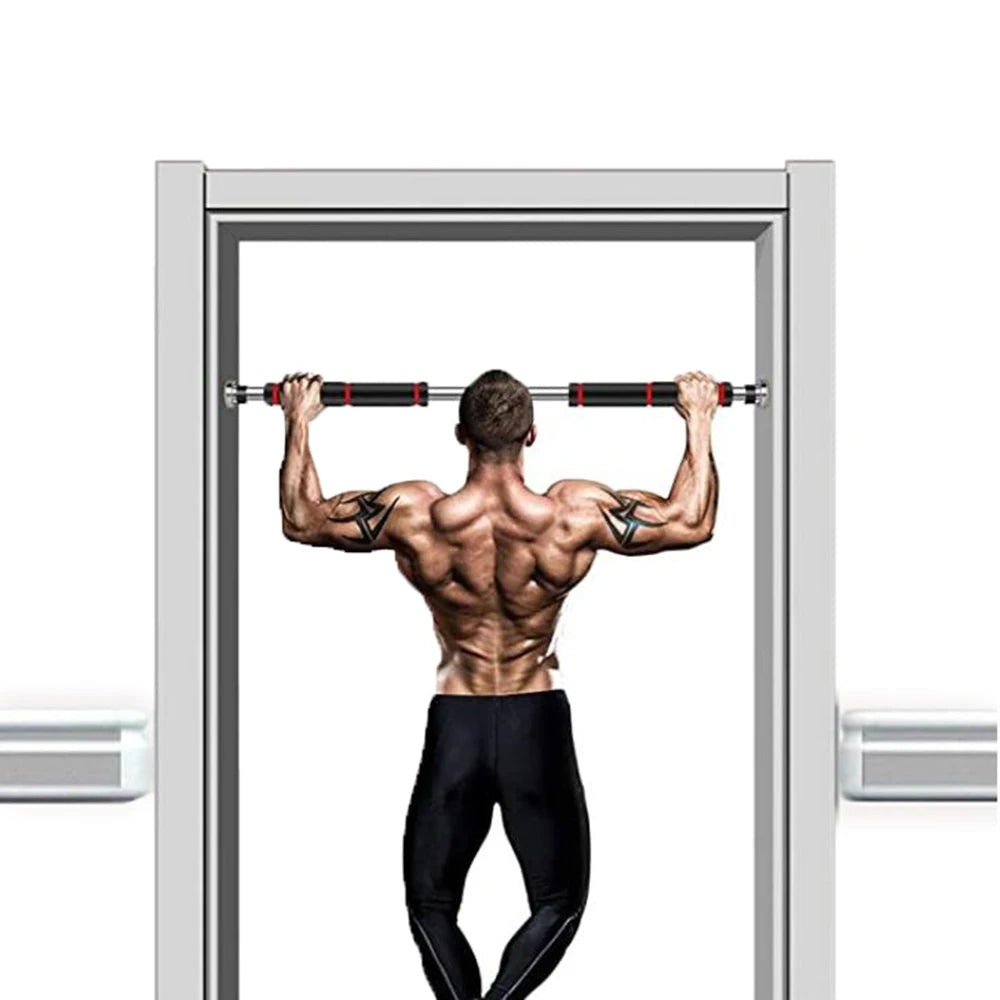 Home workout, doorway pull-up bar.