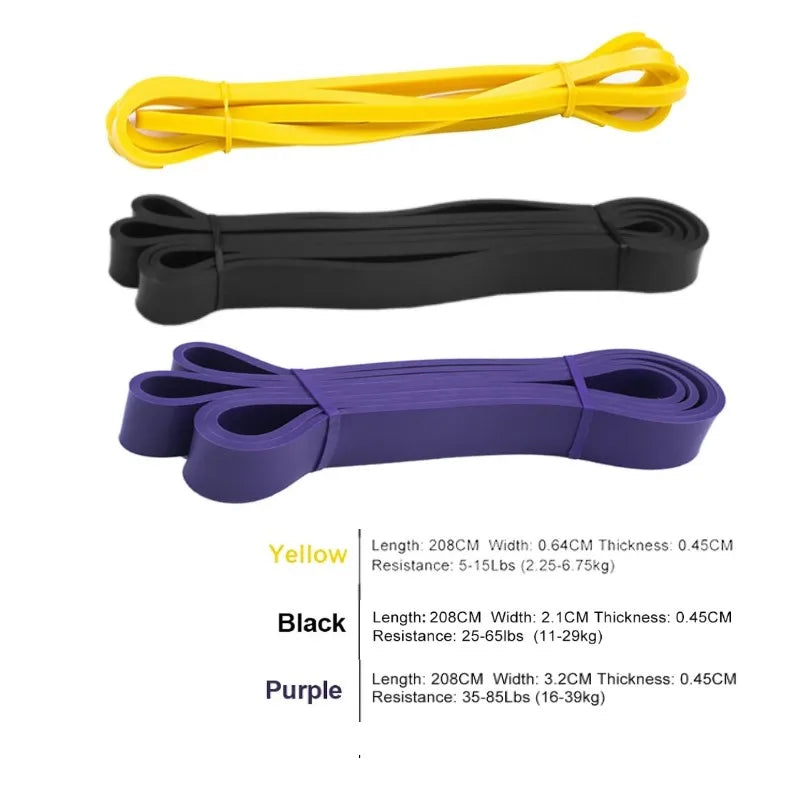 Unisex fitness 208cm rubber resistance bands strength building exercise