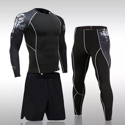 Men's Compression Gym Tights Training Clothes, Jogging Sports Set Tracksuit.