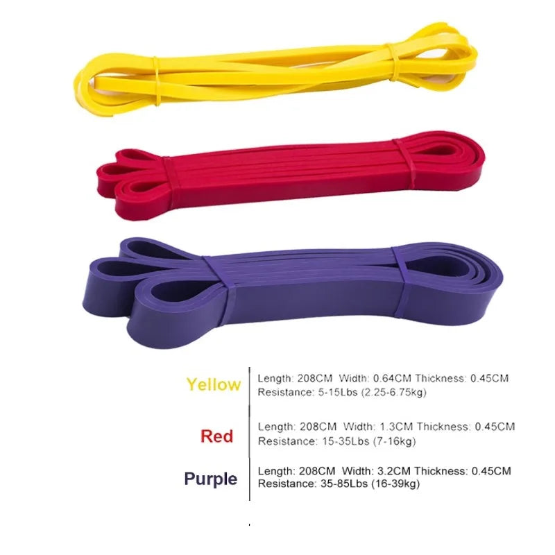 Unisex fitness 208cm rubber resistance bands strength building exercise