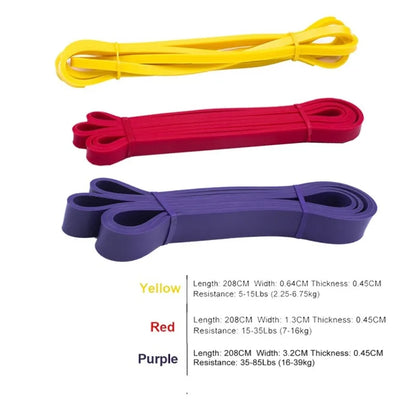 Unisex fitness 208cm rubber resistance bands strength building exercise