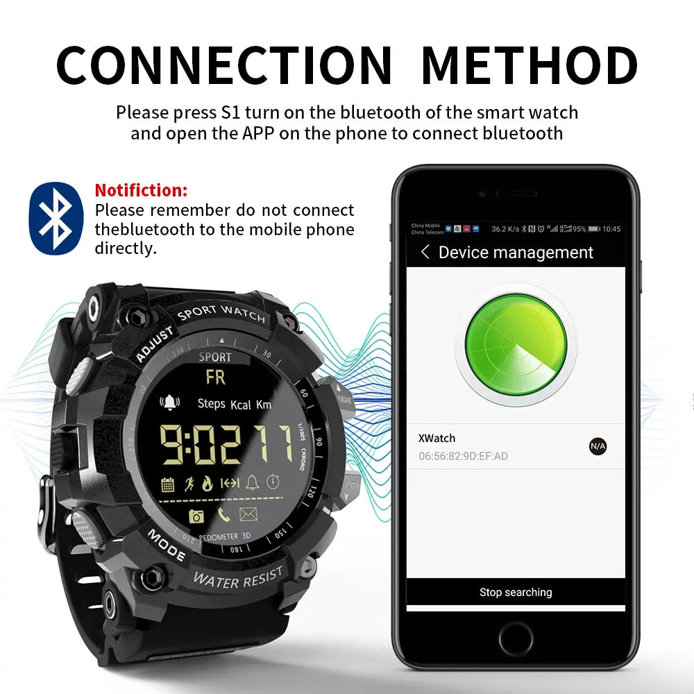 LOKMAT Sport Smart Watch Bluetooth Digital Men Clock Pedometer IP68 Waterproof Smartwatch Fitness Tracker For iOS Android Phone