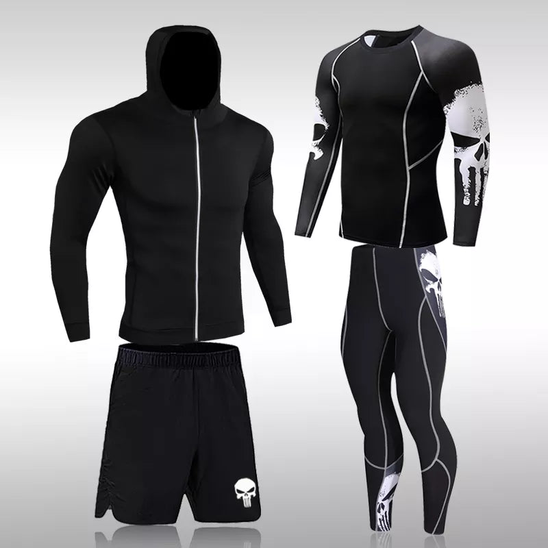 Men's Compression Gym Tights Training Clothes, Jogging Sports Set Tracksuit.