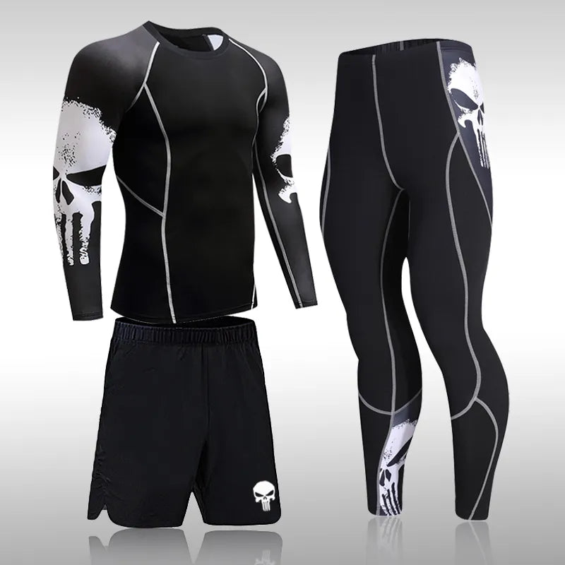 Men's Compression Gym Tights Training Clothes, Jogging Sports Set Tracksuit.