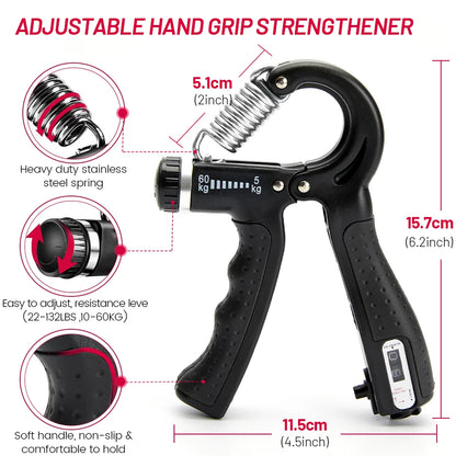 Adjustable 5-60Kg Heavy Hand Gripper Fitness Hand Exerciser Grip Wrist Training Finger Gripper Hand Strengthener.